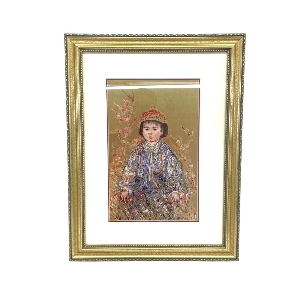 Edna Hibel Takashi Limited Edition Lithograph Framed Signed 1183/2000 Gold 1988